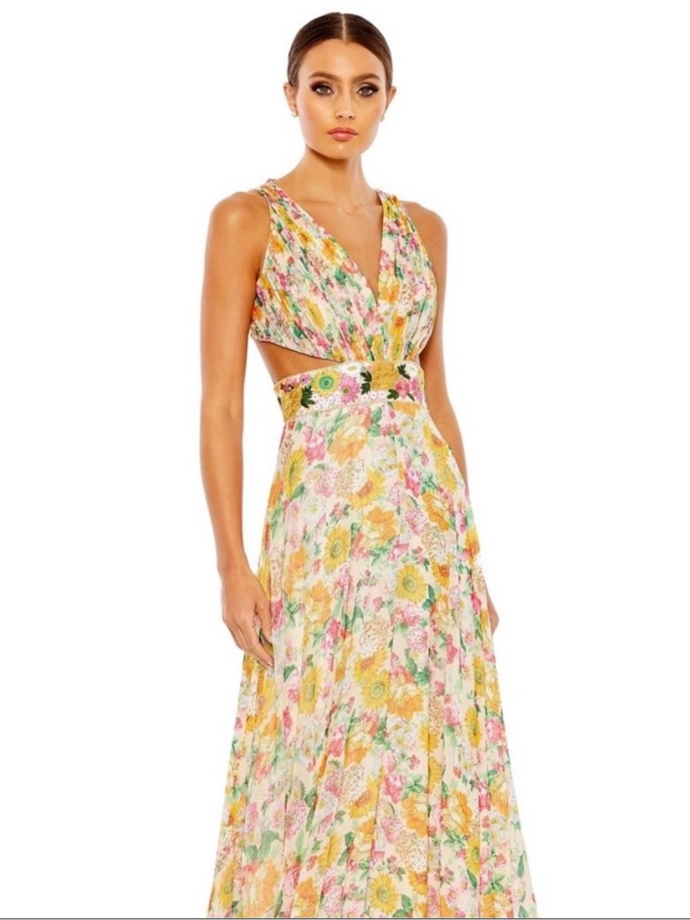 Ieena for Mac Duggal Floral Tie Back High Low Gown size 14